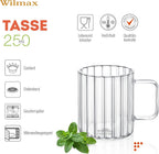 Wilmax Hitzebeständige Glastasse mit Henkel 250 ml 6er-Set aus Glas