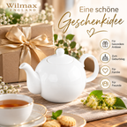 Wilmax Kaffee- und Teekanne mit integriertem Ausgusssieb 1100 ml Weiß aus Porzellan