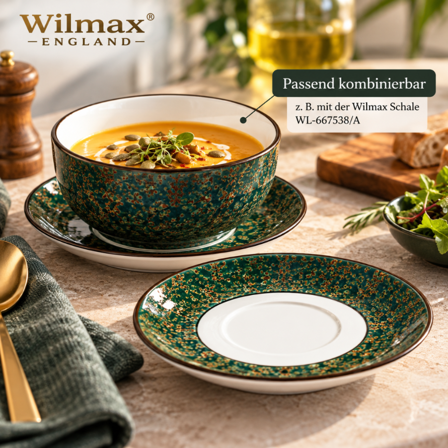Wilmax Mehrzweck-Untertasse Ø 16 cm Grün aus Porzellan