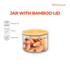 Wilmax Vorratsglas 400 ml mit Bambusdeckel Transparent