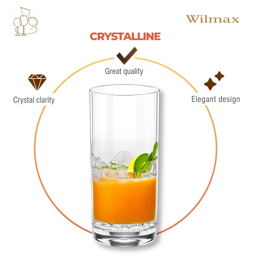 Wilmax Wasser& Saftgläser 390 ml 6er-Set Transparent aus Wilmax Crystalline-Serie
