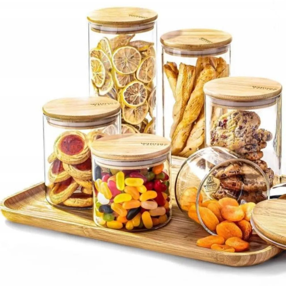 Wilmax Vorratsglas 1500 ml mit Bambusdeckel Transparent