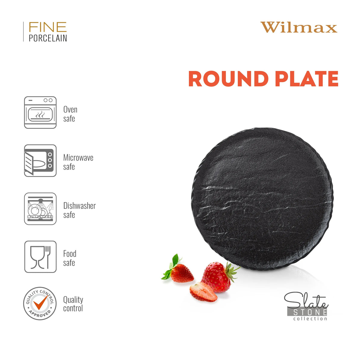 Wilmax Runder Teller 15,5 cm Schwarz aus Porzellan