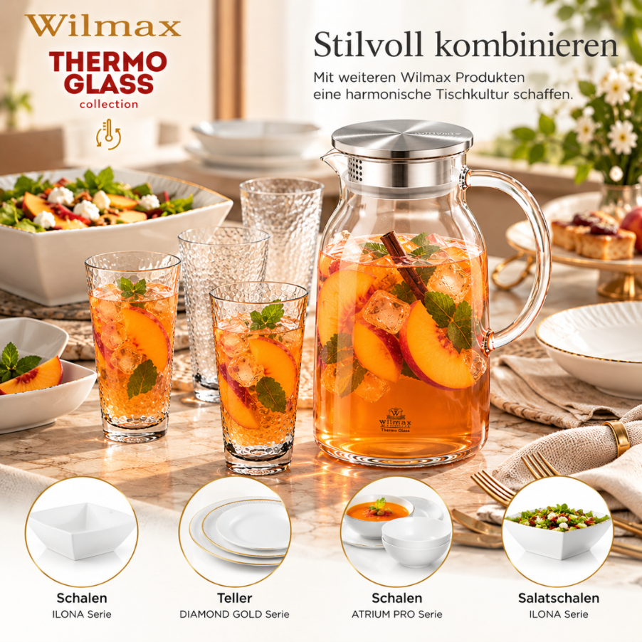 Wilmax Gehämmertes Glas 450 ml Transparent aus Borosilikatglas