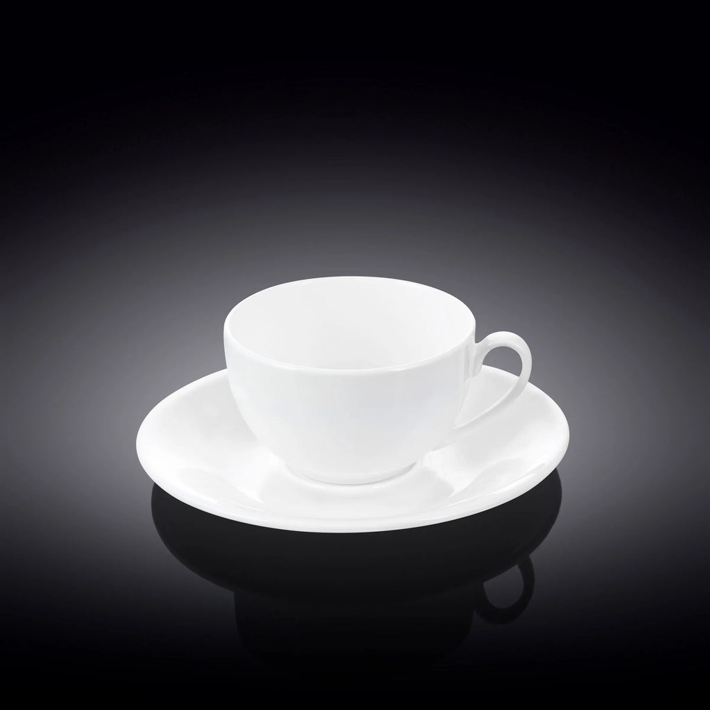 Wilmax Espressotasse mit Untertasse 80 ml Weiß aus Porzellan