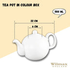 Wilmax Kaffee- und Teekanne mit integriertem Ausgusssieb 1100 ml Weiß aus Porzellan