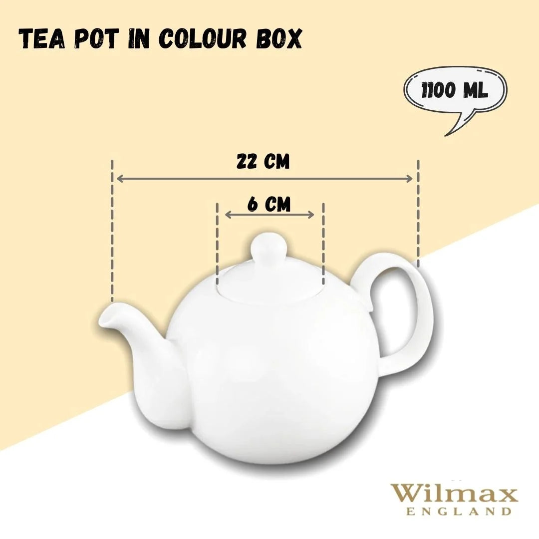 Wilmax Kaffee- und Teekanne mit integriertem Ausgusssieb 1100 ml Weiß aus Porzellan