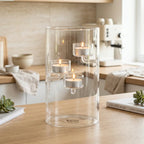 Wilmax Teelichthalter für 3 Teelichter 20 cm Transparent aus Glas