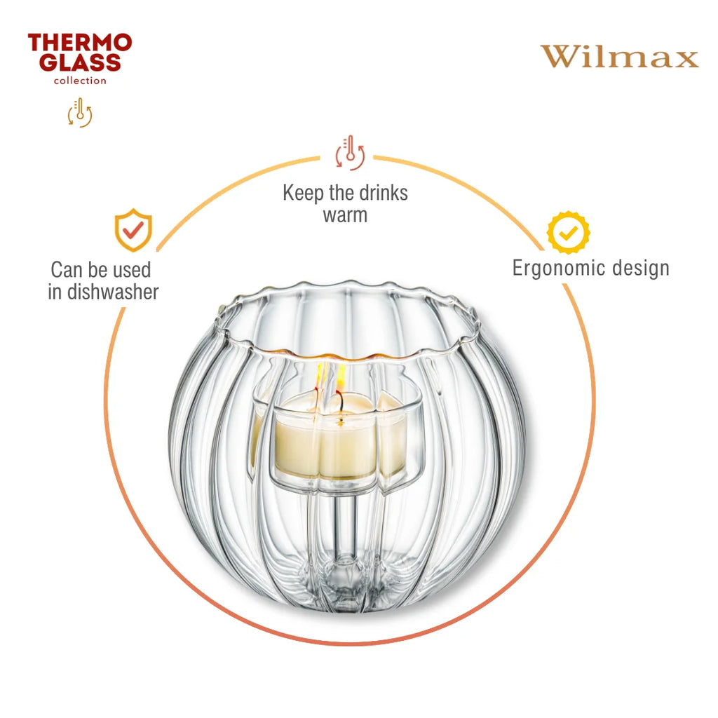 Wilmax Teelichthalter für 1 Teelicht 12 × 10 cm Transparent aus Glas