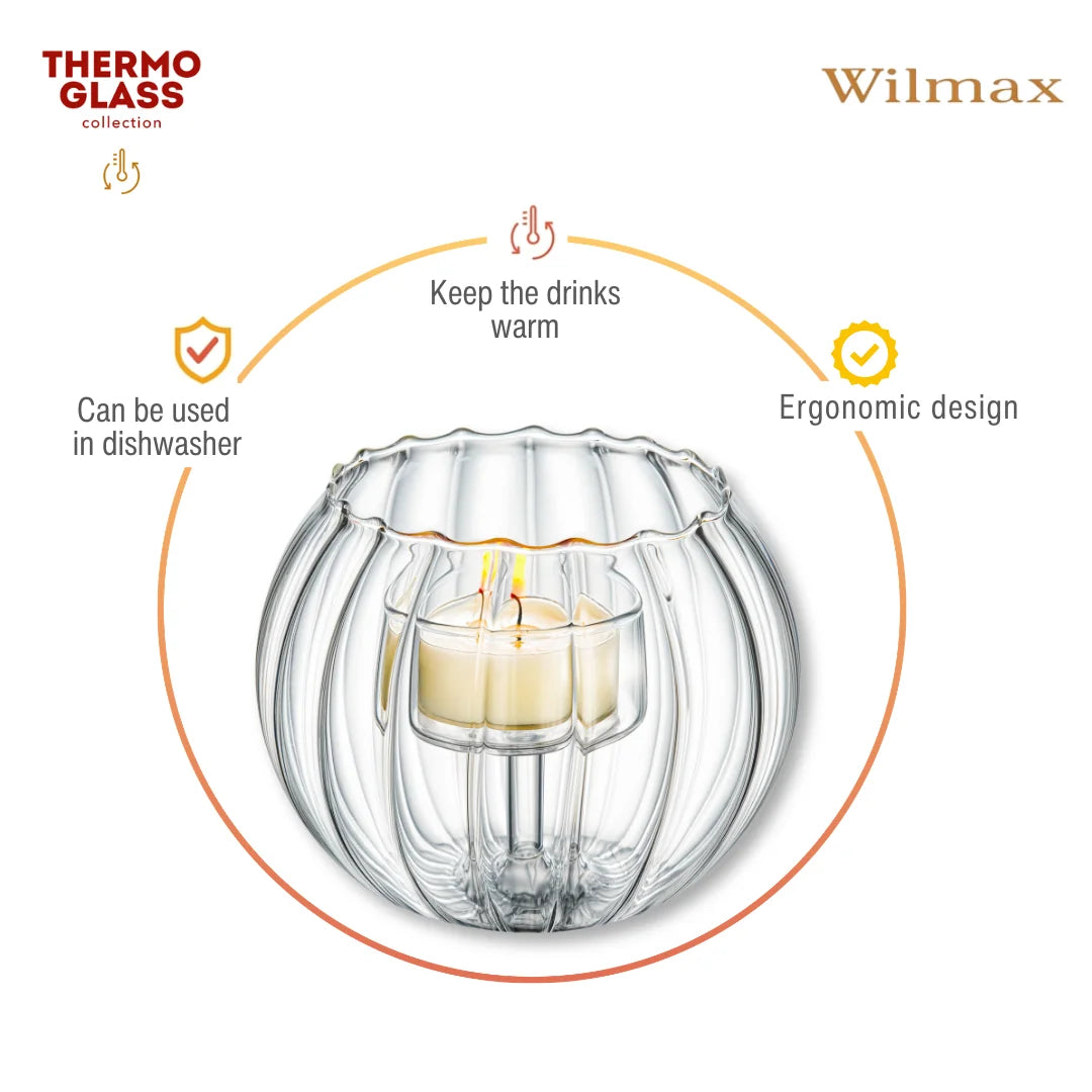 Wilmax Teelichthalter für 1 Teelicht 12 × 10 cm Transparent aus Glas