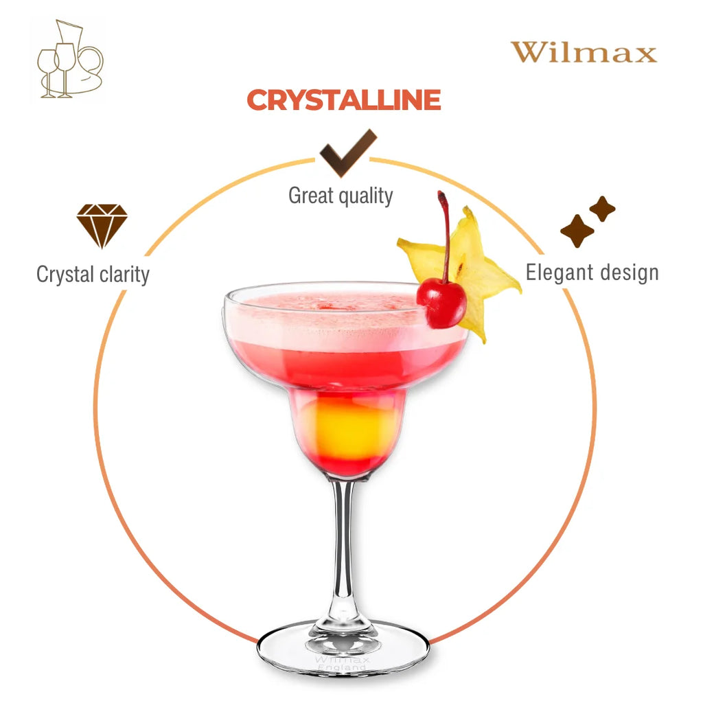 Wilmax Margaritaglas 280 ml 6er-Set Transparent aus Wilmax Crystalline-Serie