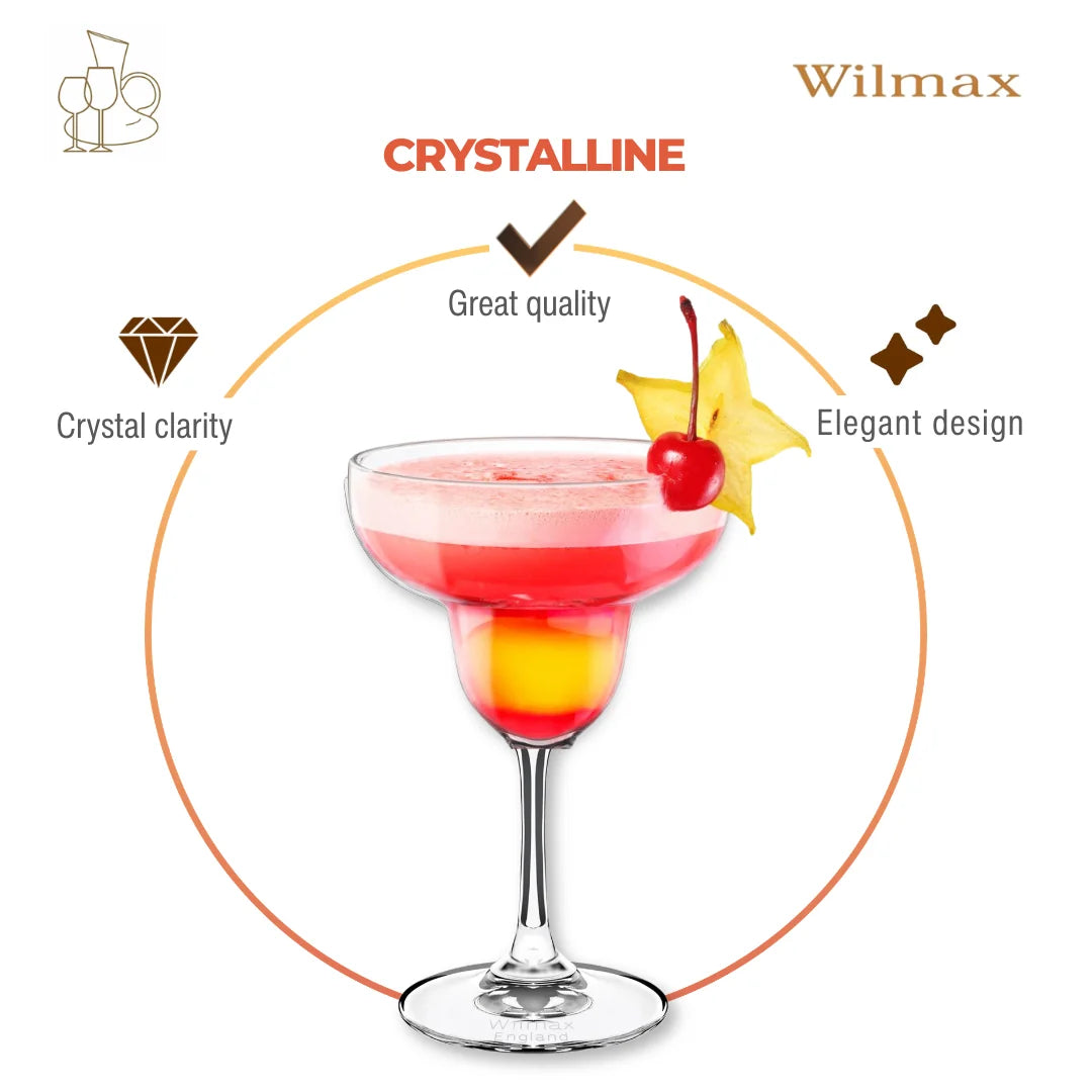 Wilmax Margaritaglas 280 ml 6er-Set Transparent aus Wilmax Crystalline-Serie