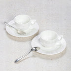 Wilmax Tasse mit Untertasse 90 ml 6er-Set Weiß aus Porzellan