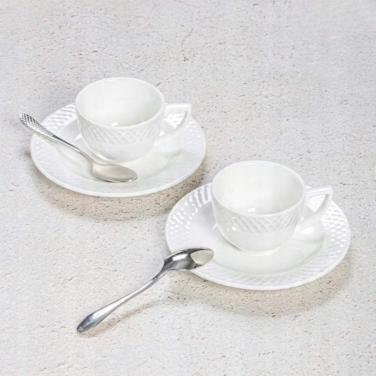 Wilmax Tasse mit Untertasse 90 ml 6er-Set Weiß aus Porzellan