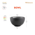 Wilmax Schale 600 ml Schwarz aus Porzellan