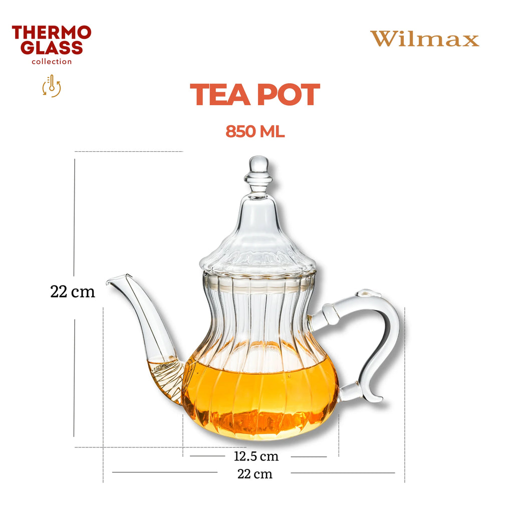Wilmax Teekanne 850 ml Transparent aus Thermoglas Moroccan Style