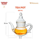 Wilmax Teekanne 850 ml Transparent aus Thermoglas Moroccan Style