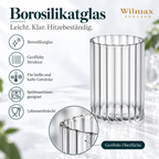 Wilmax Geriffeltes Glas 200 ml Transparent aus Borosilikatglas