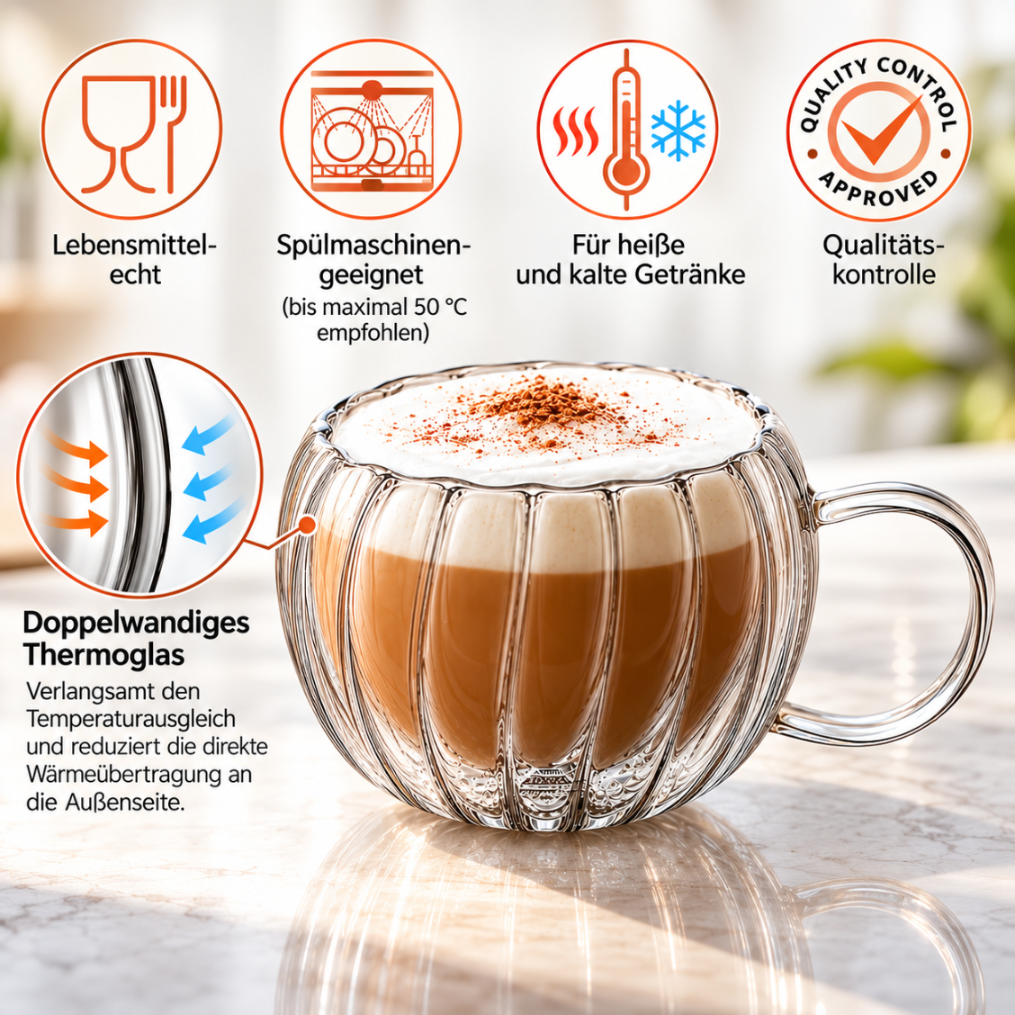 Wilmax Doppelwandiger Thermobecher 300 ml Transparent aus Glas