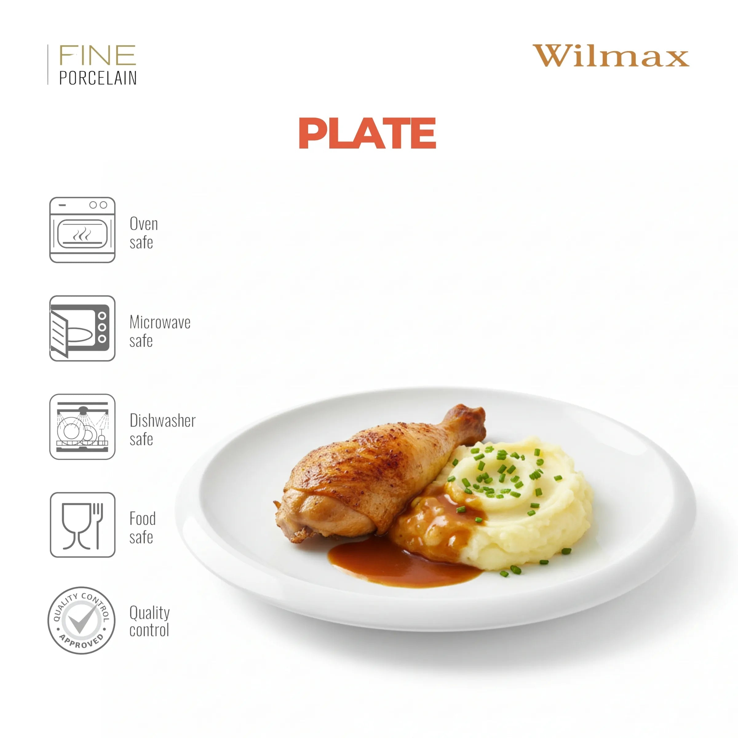 Wilmax Dessertteller 21,5 cm Weiß aus Porzellan