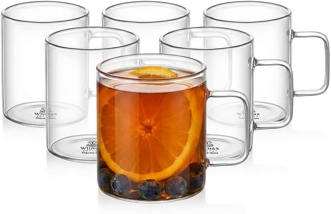 Wilmax Kaffeetasse 400 ml 6er-Set Transparent aus Borosilikatglas