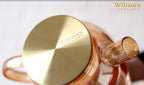 Wilmax Teekanne 1600 ml mit Federfilter und mit Edelstahldeckel Gold aus Thermoglas
