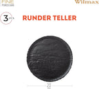 Wilmax Runde Platte 20,5 cm 3er-Set Schwarz aus Porzellan