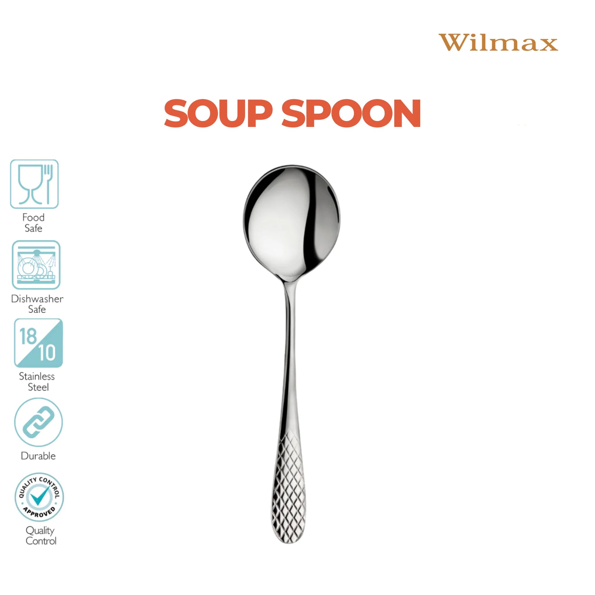 Wilmax Suppenlöffel 18 cm 2er-Set Silber aus Edelstahl