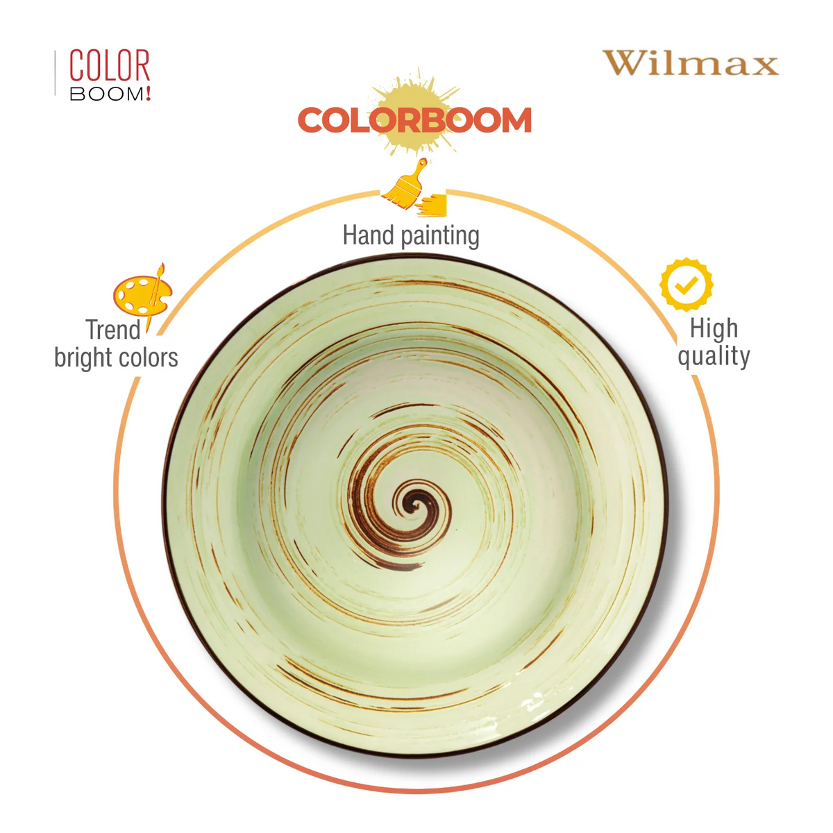 Wilmax Tiefer Teller 25,5 cm 350 ml 2er-Set Pistazie aus Porzellan