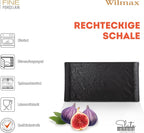 Wilmax Servierplatte 15 × 8 cm 6er-Set Schwarz aus Porzellan