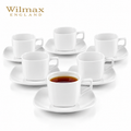Wilmax Tasse mit Untertassen 200 ml 6er-Set Weiß aus Porzellan