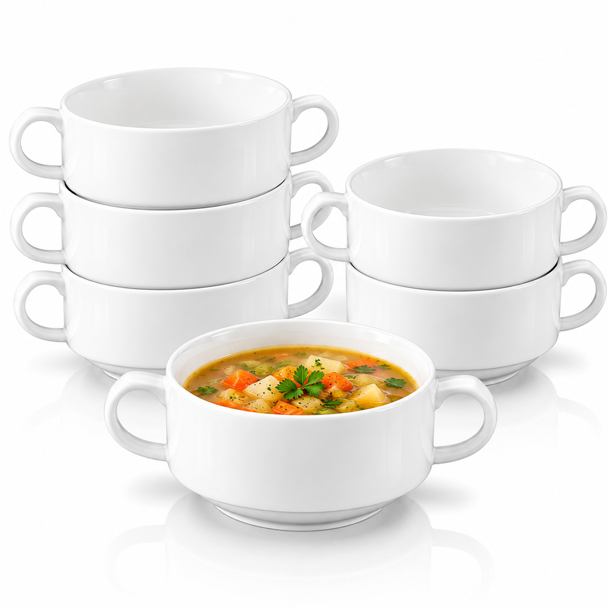 Wilmax Suppentasse 350 ml 4er-Set Weiß aus Porzellan