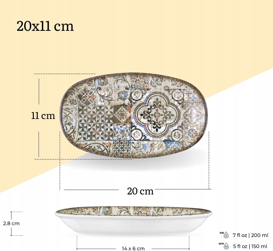 Wilmax Servierplatte 20 × 11 cm 2er-Set Mehrfarbig aus Porzellan