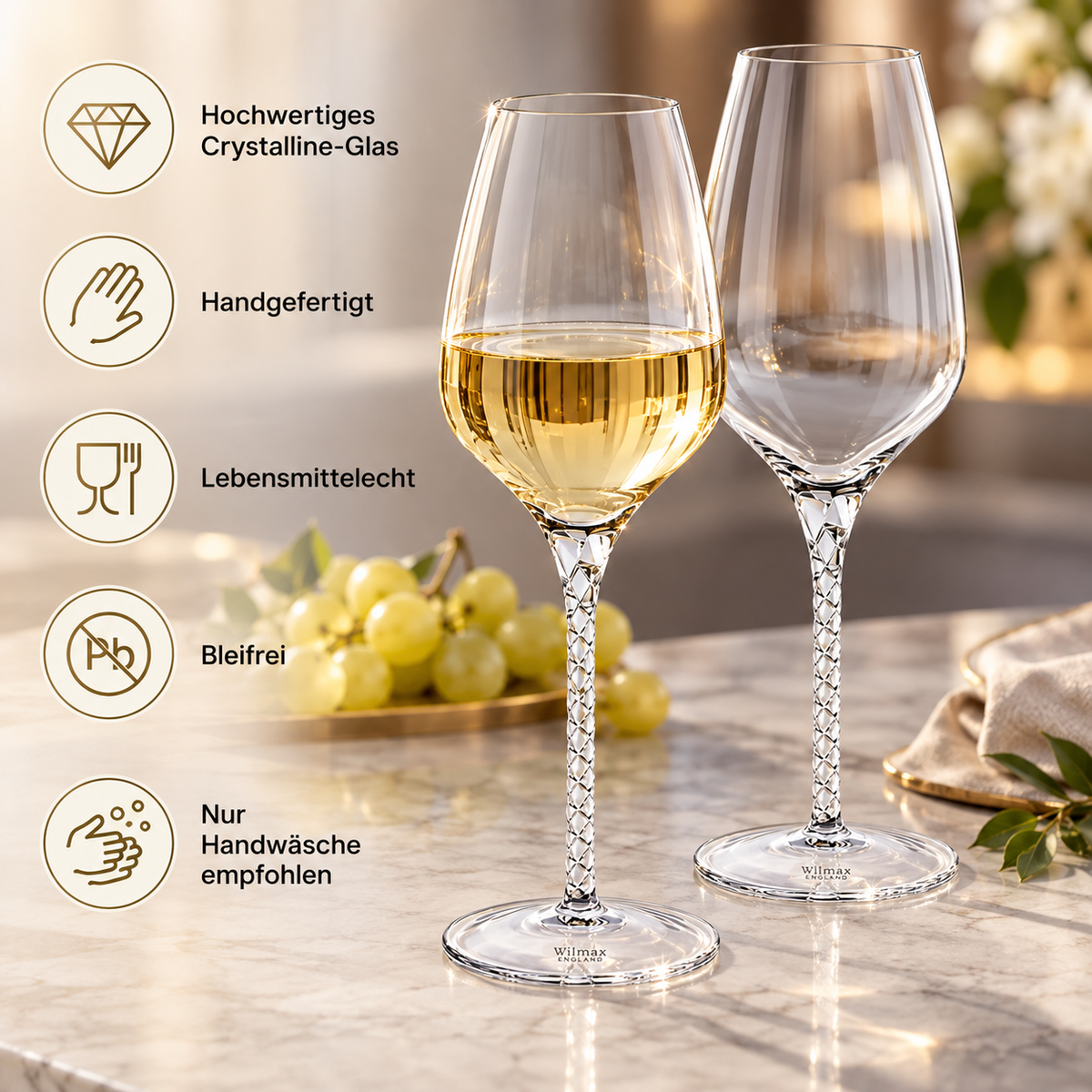 Wilmax Weinglas 600 ml 2er-Set Transparent aus Wilmax Crystalline-Serie