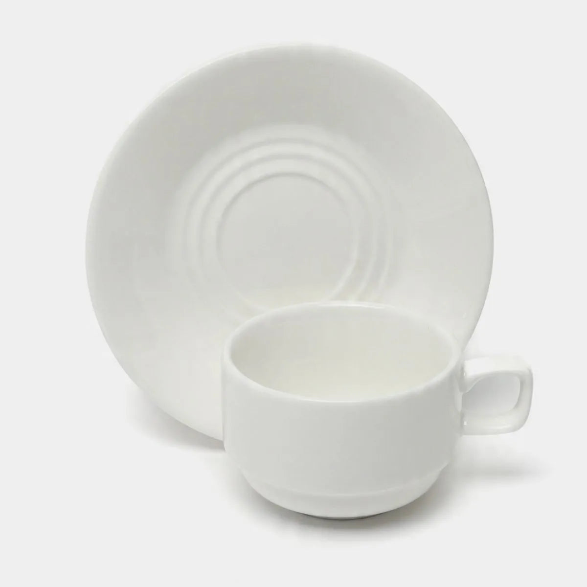 Wilmax Tasse mit Untertasse 220 ml Weiß aus Porzellan