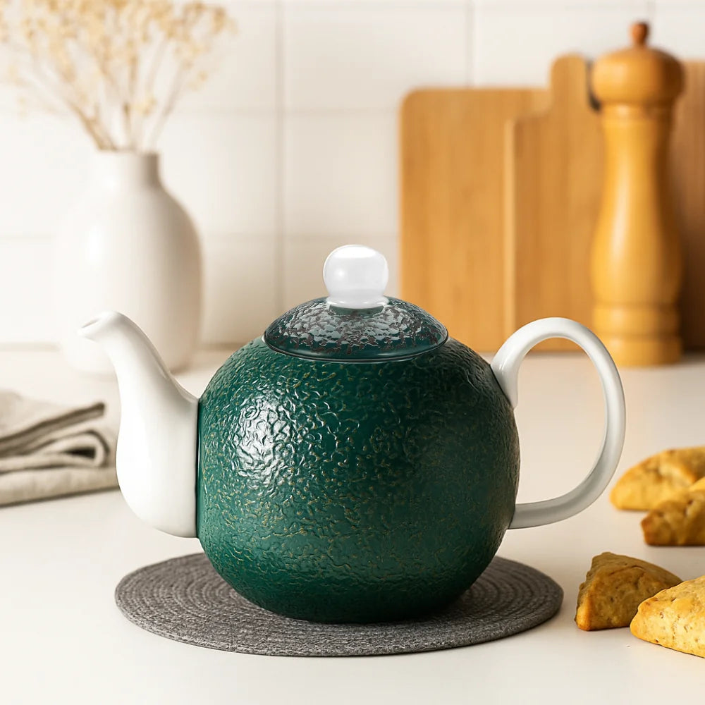 Wilmax Kaffee- und Teekanne mit integriertem Ausgusssieb 800 ml Grün aus Porzellan
