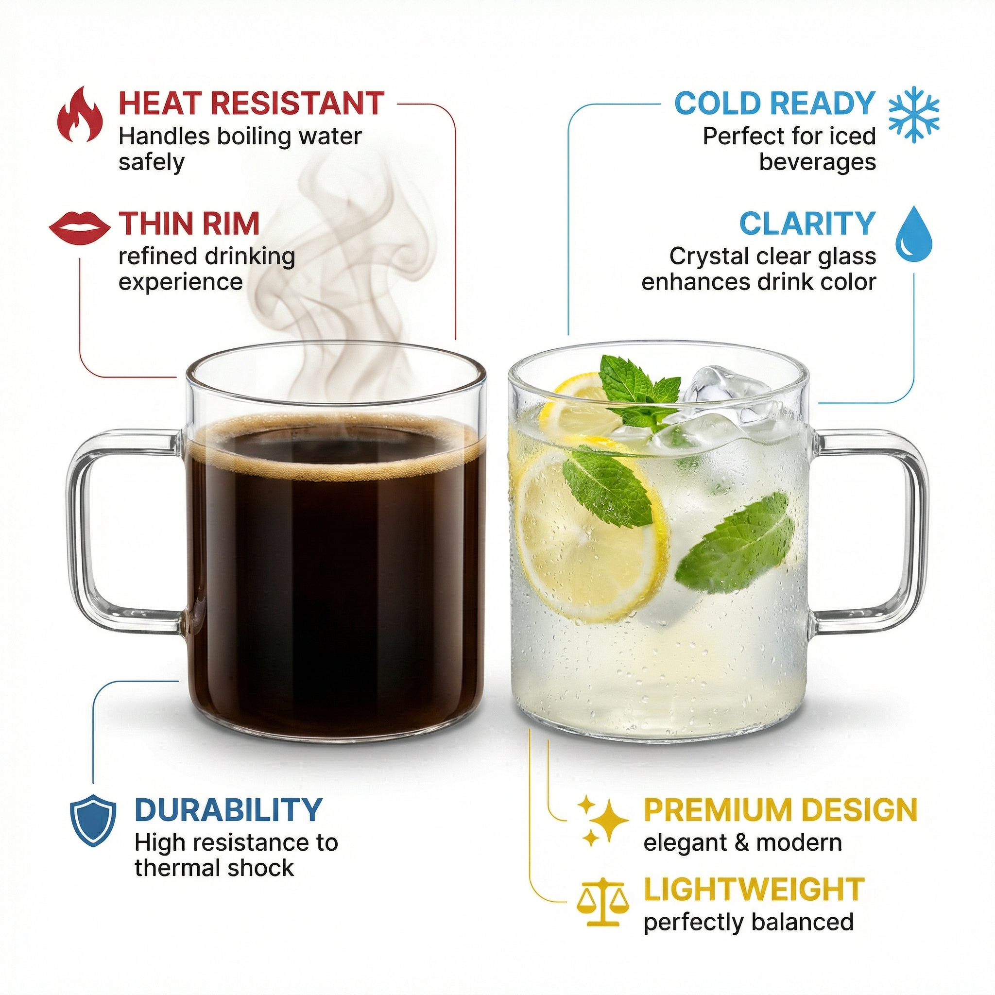 Wilmax Glastasse 250 ml 6er-Set Transparent aus Borosilikatglas