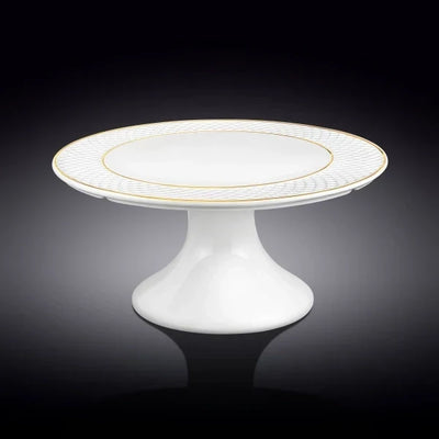 Wilmax Tortenständer 30,5 × 10 cm Weiß mit Golddekor aus Porzellan