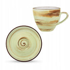 Wilmax Espressotasse mit Untertasse 110 ml 6er-Set Pistazie aus Porzellan