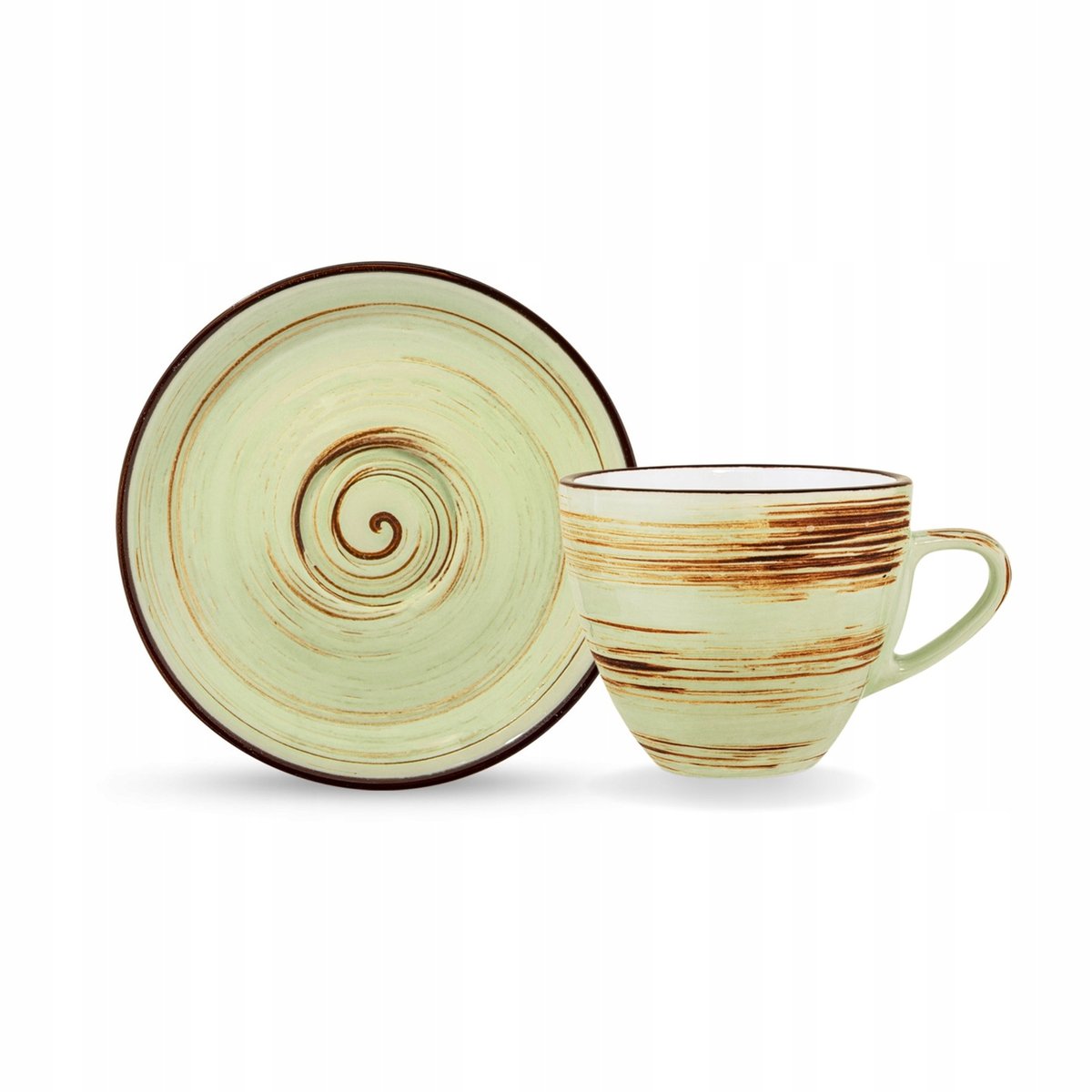 Wilmax Tasse mit Untertasse 190 ml 6er-Set Pistazie aus Porzellan