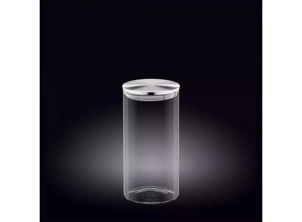 Wilmax Vorratsglas 1300 ml mit Edelstahldeckel Transparent