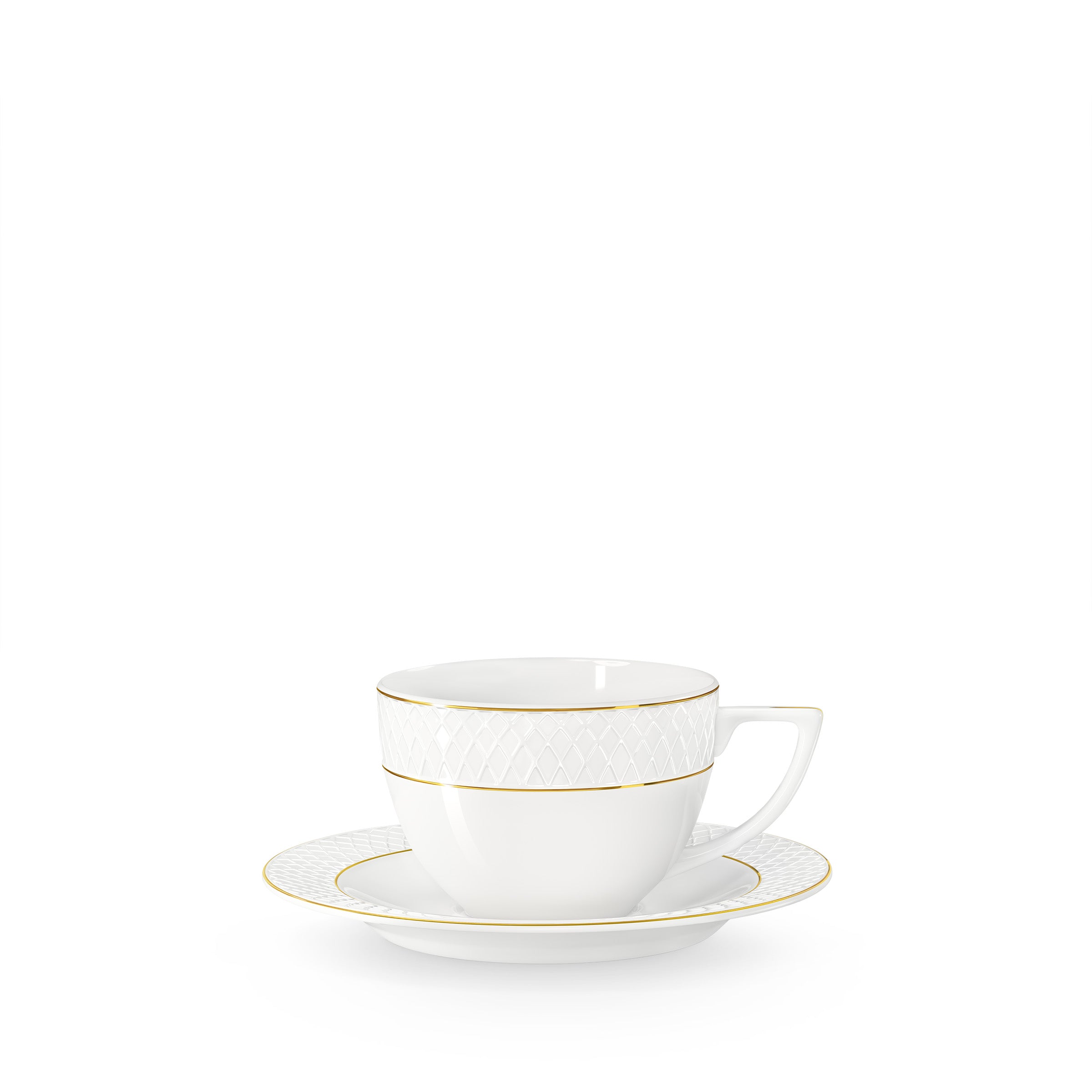 Wilmax Teetassen-Set mit Untertasse, 240 ml, mit Goldrand, WL-880102404/AB