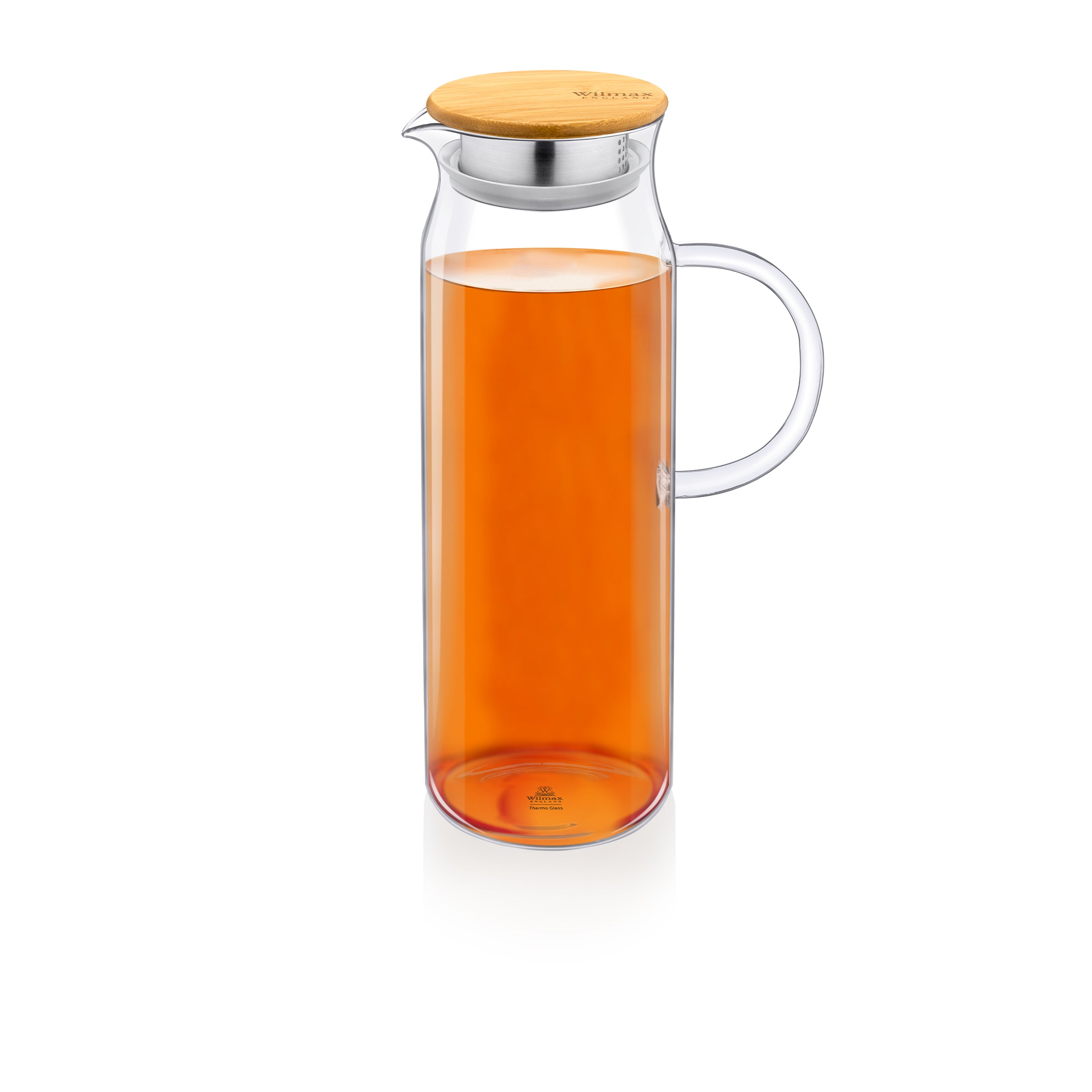 Wilmax England Glaskrug mit Bambusdeckel, 1500 ml, WL-888208/A