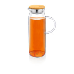 Wilmax England Glaskrug mit Bambusdeckel, 1500 ml, WL-888208/A