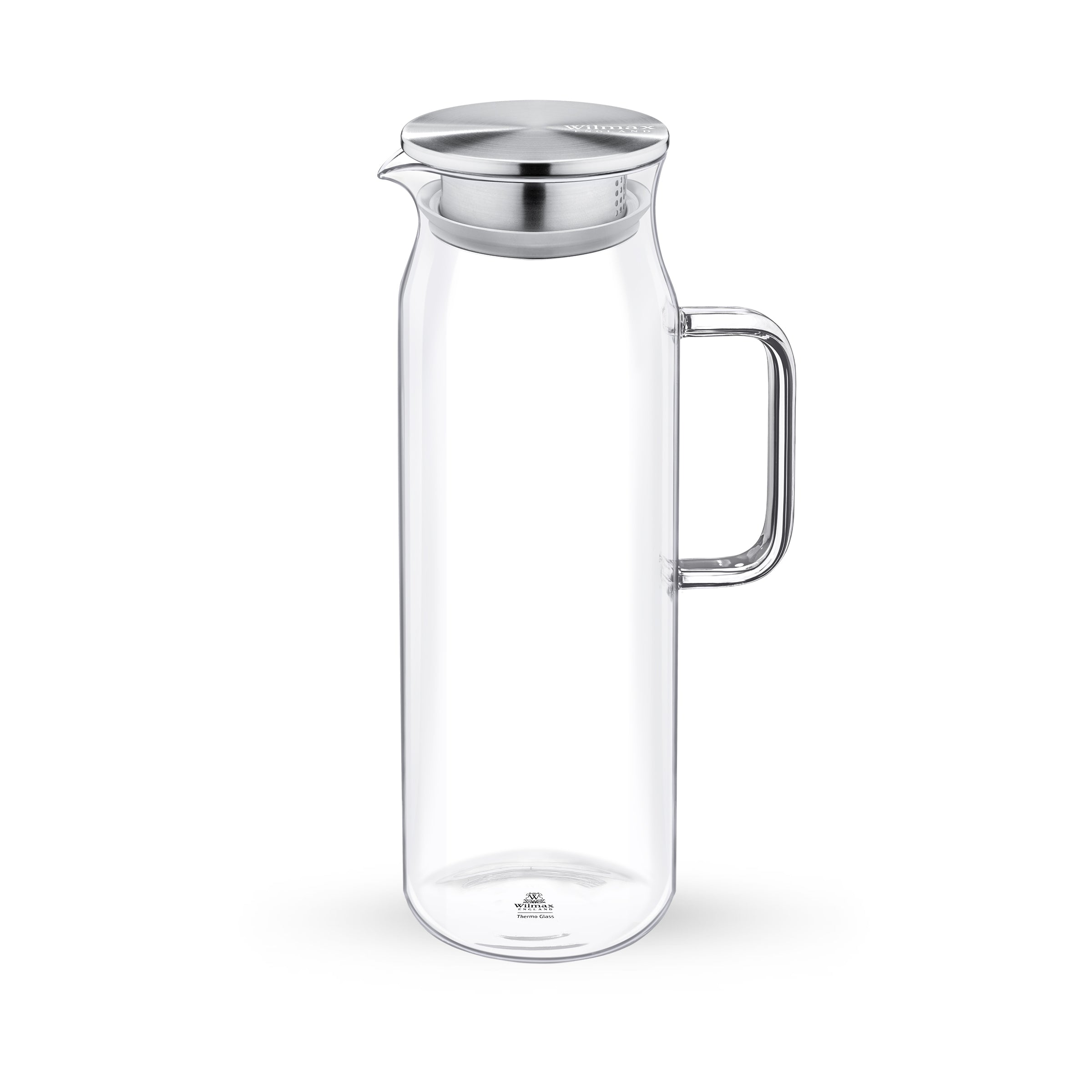 Wilmax Borosilikat-Glaskrug 1500 ml mit Edelstahl-Deckel WL-888210/A
