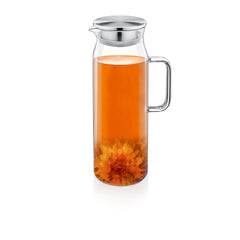 Wilmax Borosilikat-Glaskrug 1500 ml Edelstahl-Deckel WL-888210/A ile