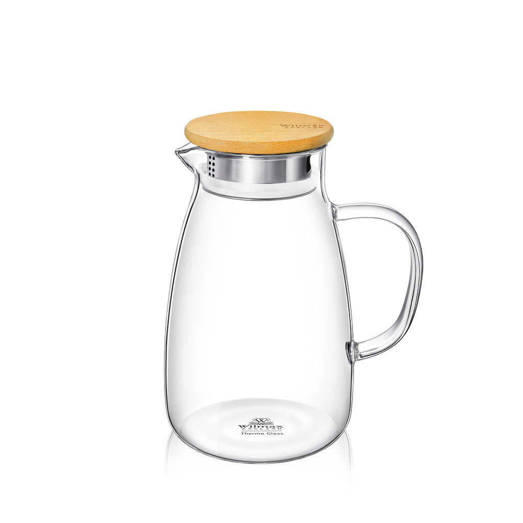 Wilmax Krug 1500 ml Thermoglas mit Bambusdeckel Transparent WL-888215/A