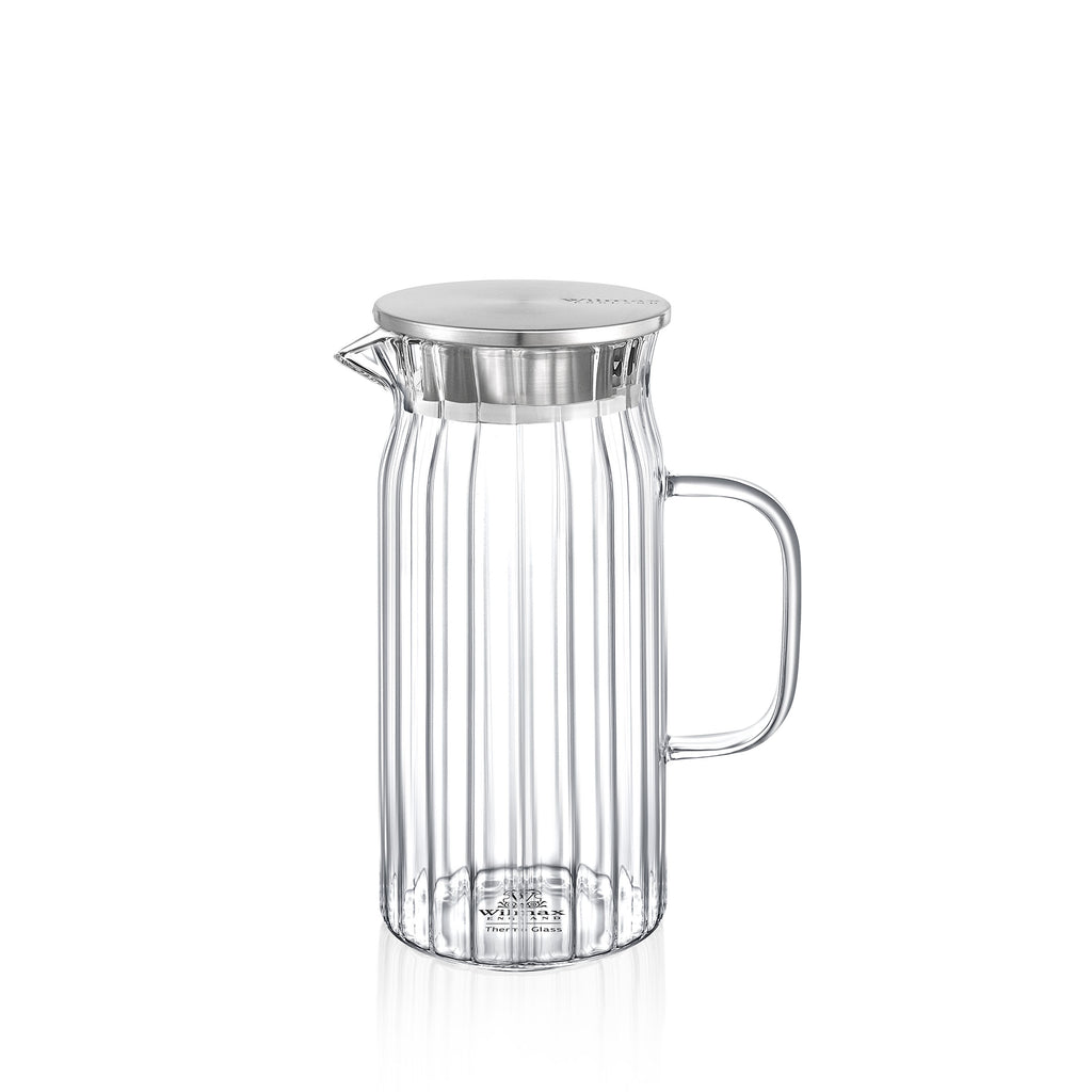 Wilmax Krug 1000 ml Thermoglas mit Edelstahl Deckel Transparent WL-888219/A