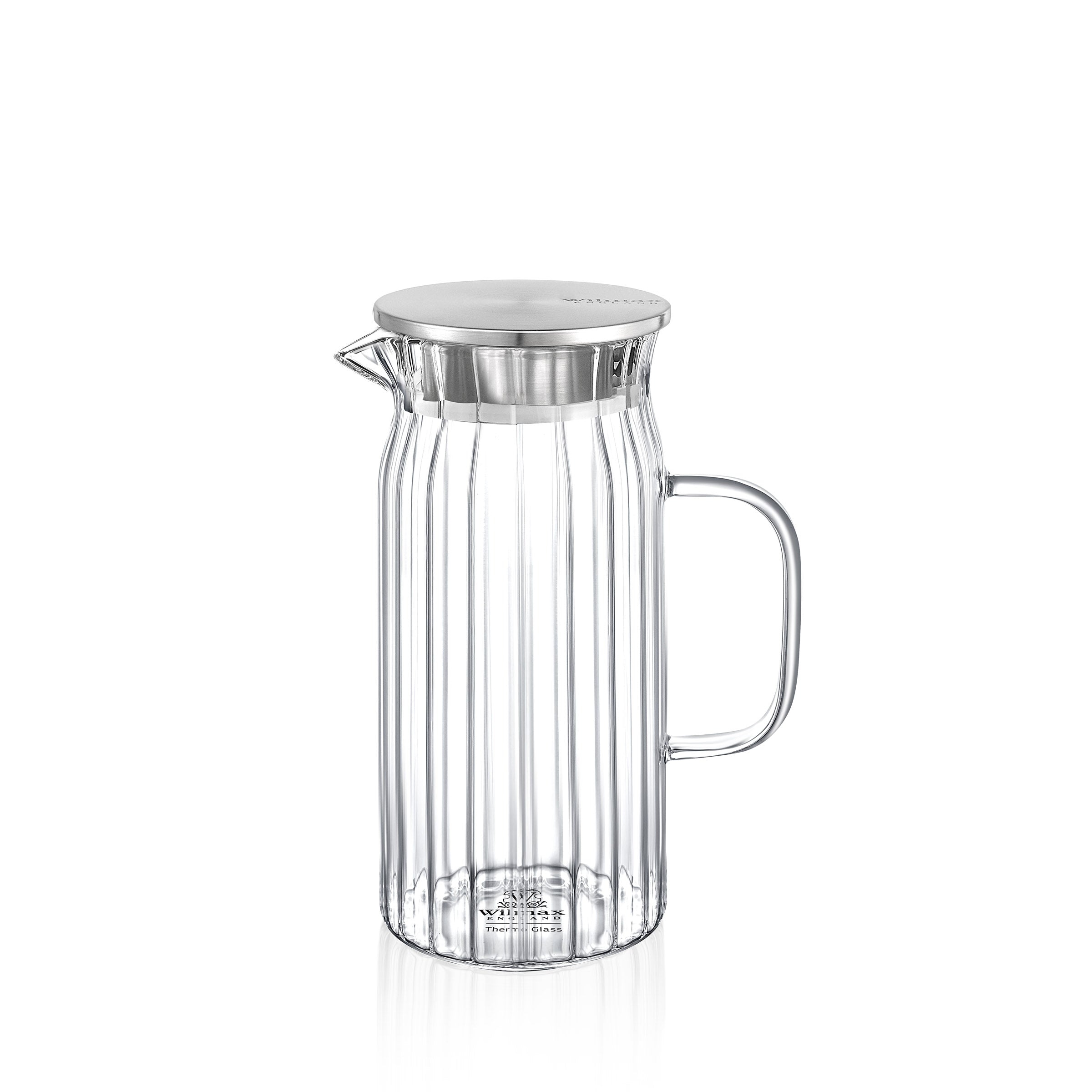 Wilmax Krug 1000 ml Thermoglas mit Edelstahl Deckel Transparent WL-888219/A