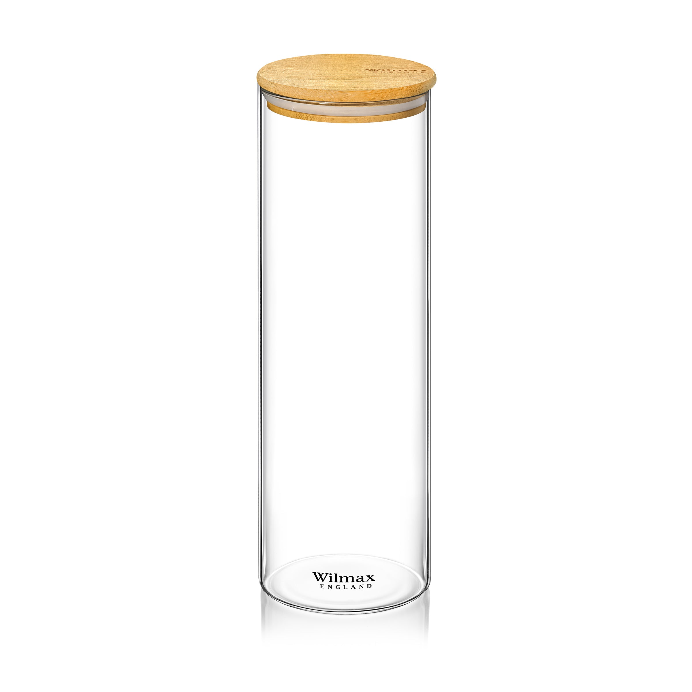 Wilmax Vorratsglas mit Deckel, 2000 ml, Glas & Bambus, WL-888510/A